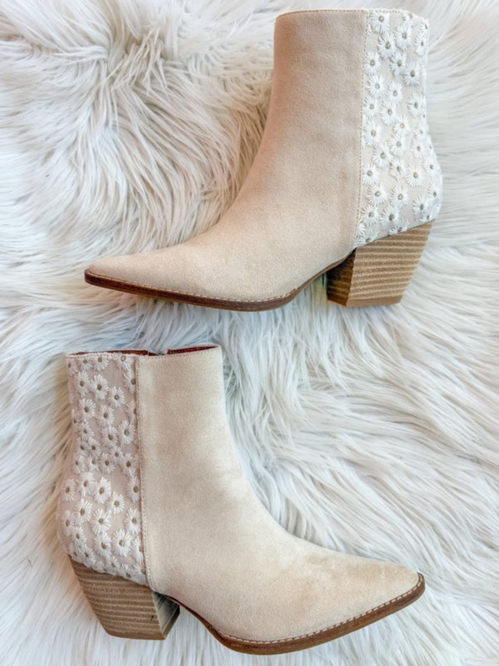 Elegant Cream Suede Ankle Boots